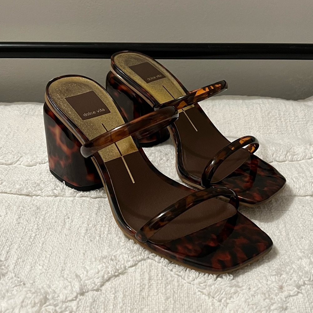 Dolce Vita Tortoiseshell Lucite Block Heel Slide Sandals